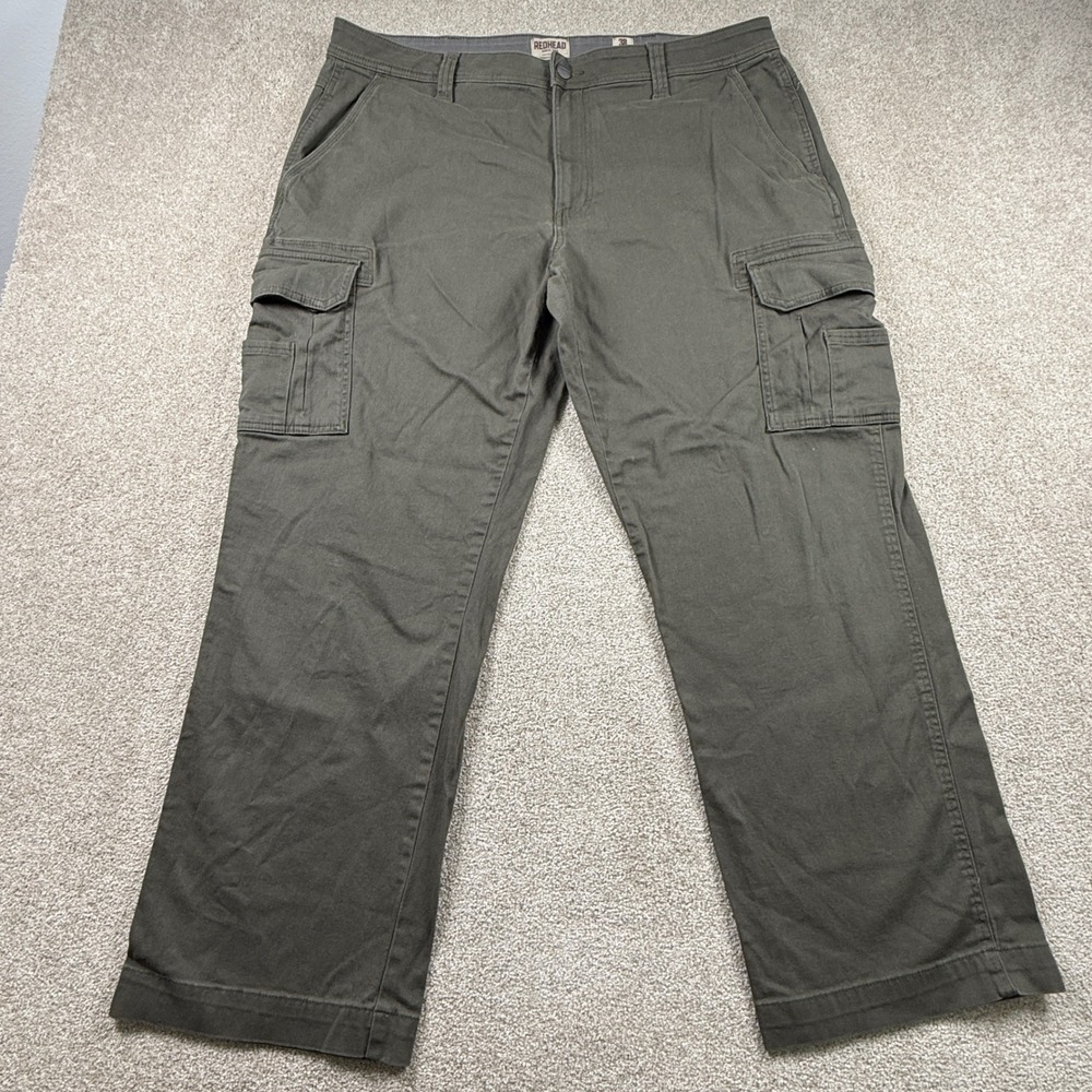 Redhead Mens Cargo Pants 38x30 Olive Green Stretch Cotton Straight Leg‎ RN74747